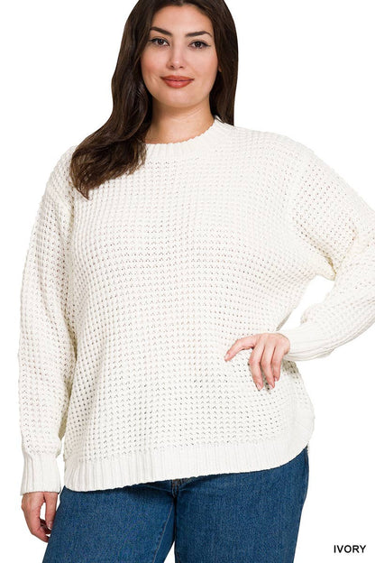 Plus size Basic Waffle Sweater