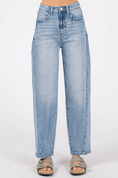 Petra SIDE SEAM DETAILING HIGH RISE COMFORT BARREL JEANS