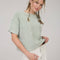 Washed Ribbed Short Sleeve Tee with Pocket