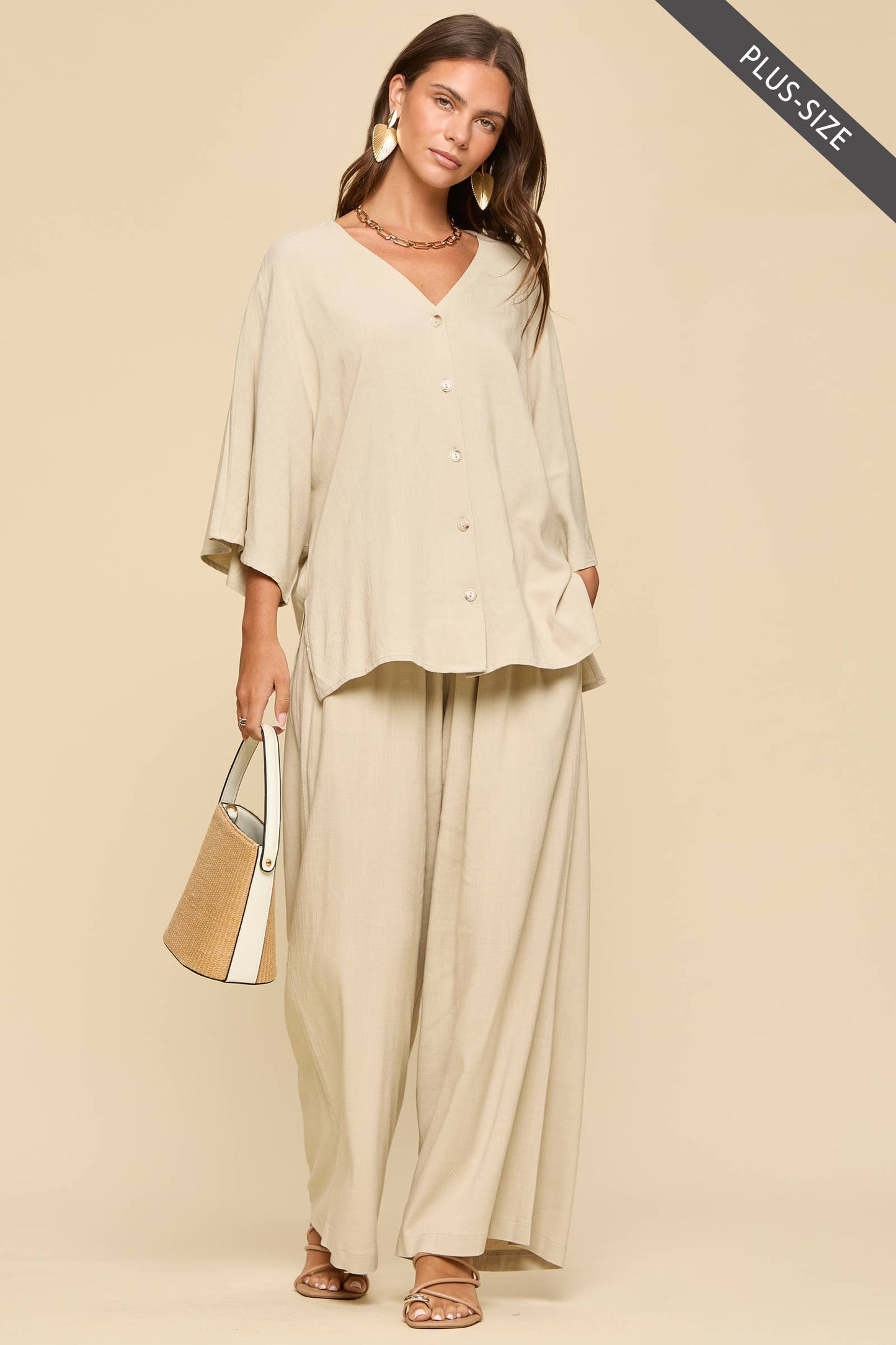 Dear Scarlett - PLUS SIZE 2-Piece Linen Summer Set