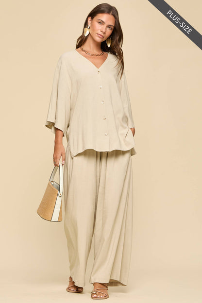 Dear Scarlett - PLUS SIZE 2-Piece Linen Summer Set