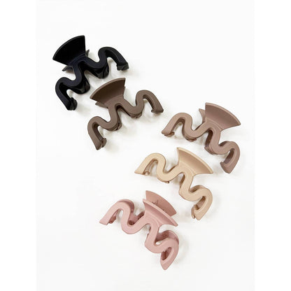 Matte Color Wavy Shaped Hair Claw Clip