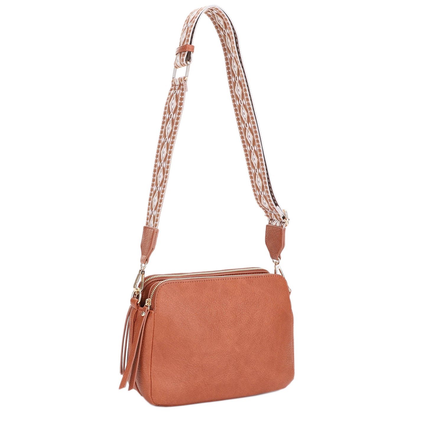 MiMi Wholesale - EJ60197 Mila 3 Compartment Crossbody Bag With Guitar Strap