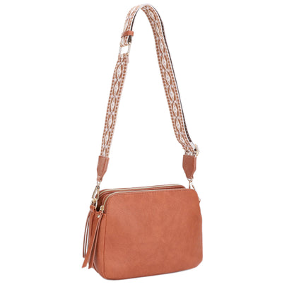 MiMi Wholesale - EJ60197 Mila 3 Compartment Crossbody Bag With Guitar Strap