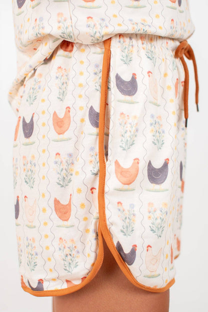 American Farm Company - Vintage Chicken Floral Adult 2-Piece Short Lounge Set