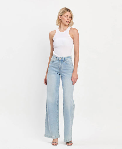 VERVET by FLYING MONKEY - HIGH RISE FULL LENGTH WIDE LEG JEANS
