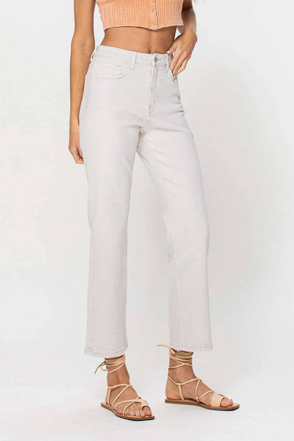 VERVET by FLYING MONKEY - 90'S VINTAGE SUPER HIGH RISE CROP STRAIGHT JEANS V2667