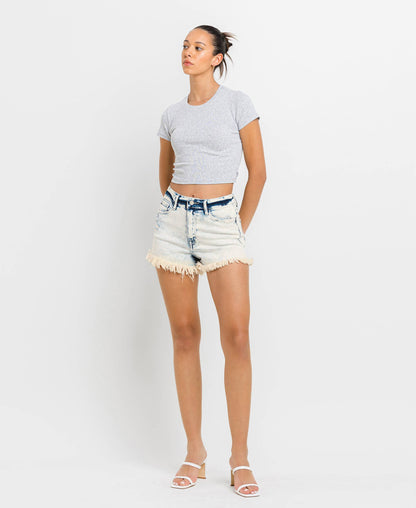 VERVET by FLYING MONKEY - SUPER HIGH RISE STRETCH MOM SHORTS V2763