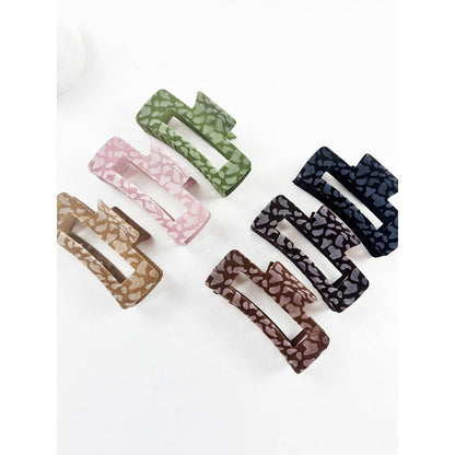 Love and Repeat - Leopard Flocked Velvet Rectangle Claw Clip