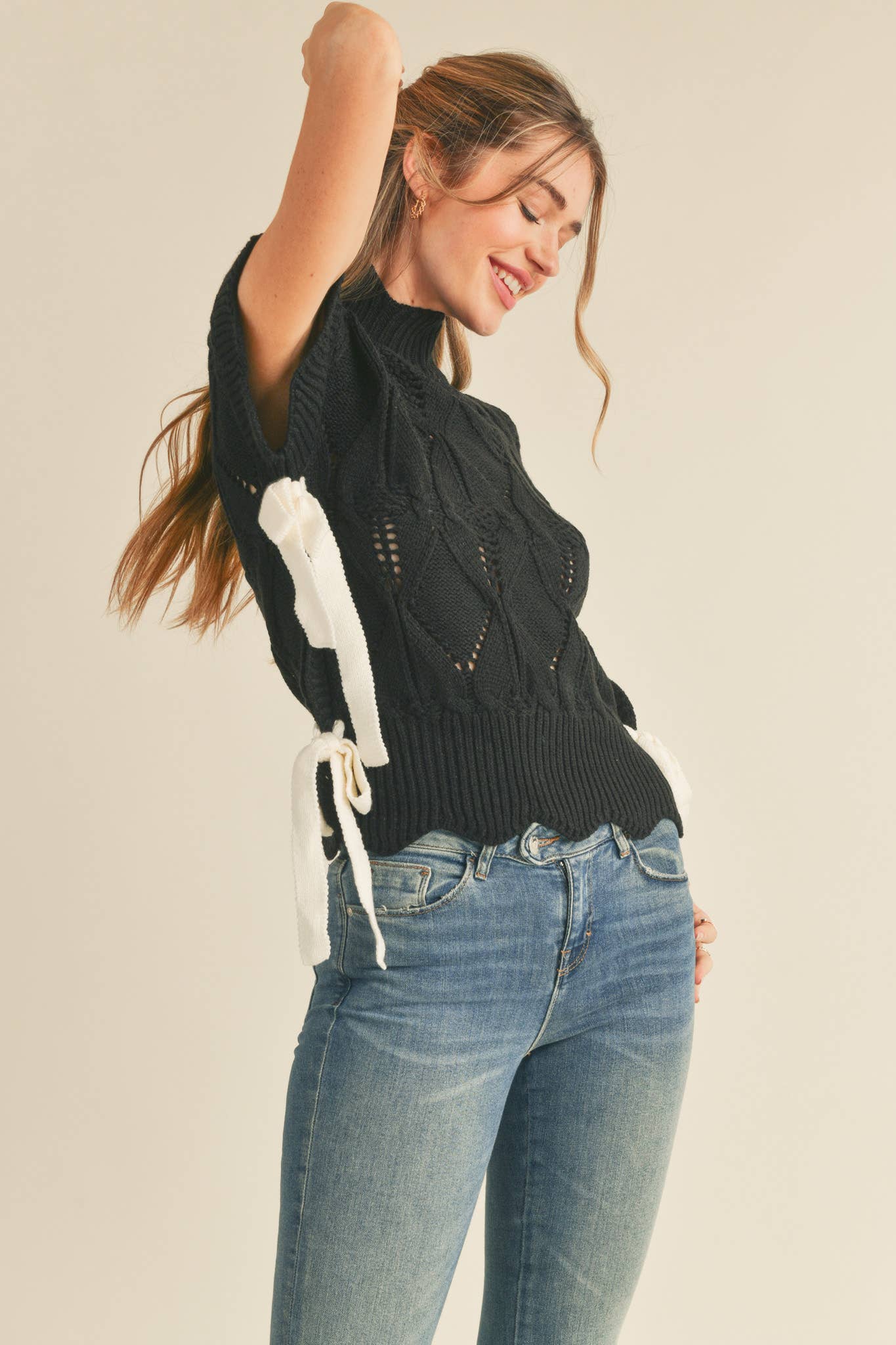 &MERCI - MOCK NECK CROPPED SWEATER VEST MSW2133