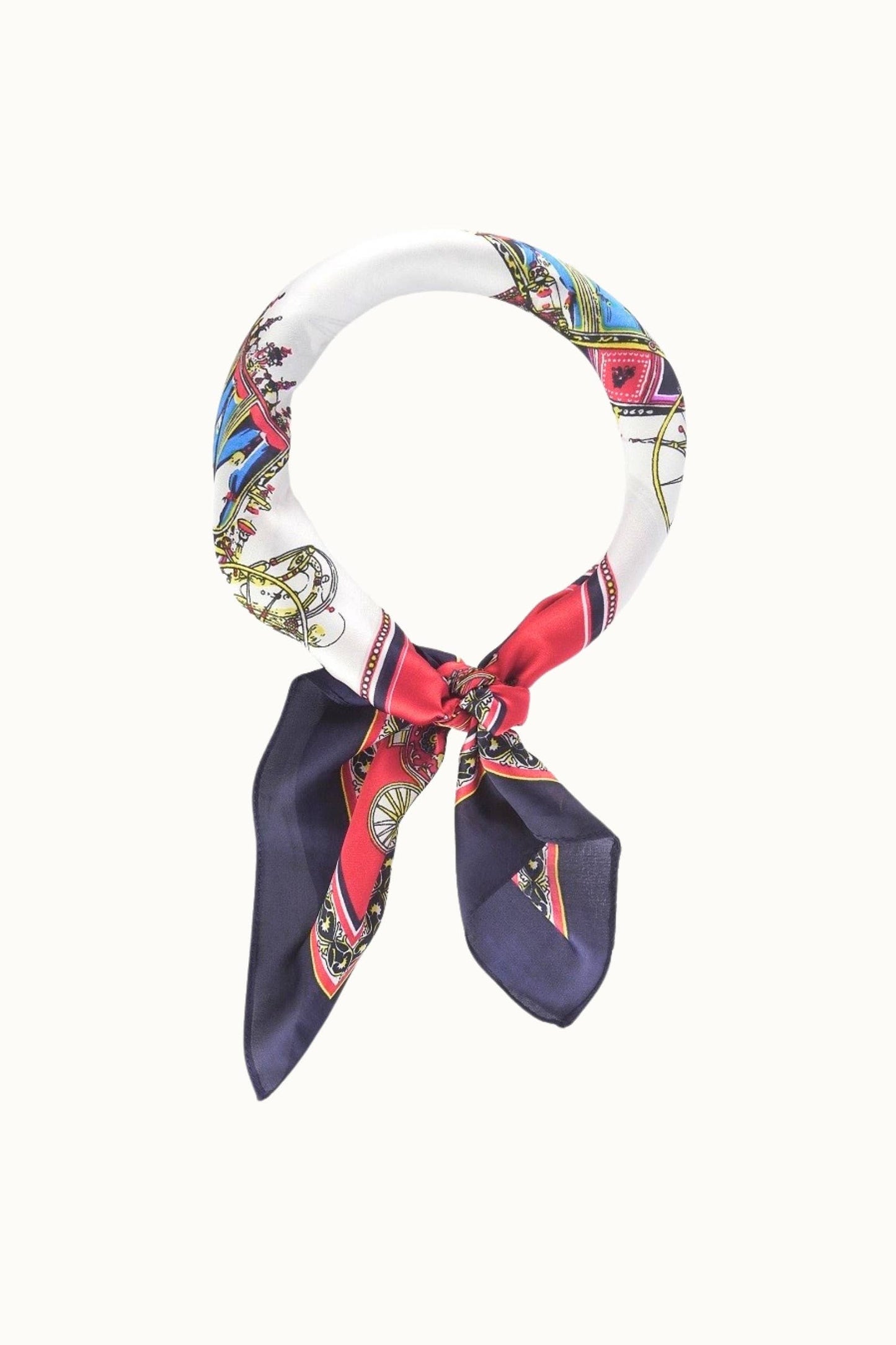 Olive & Pique - "So Silky" Satin Neckerchief Scarf, Versatile, Navy/Red