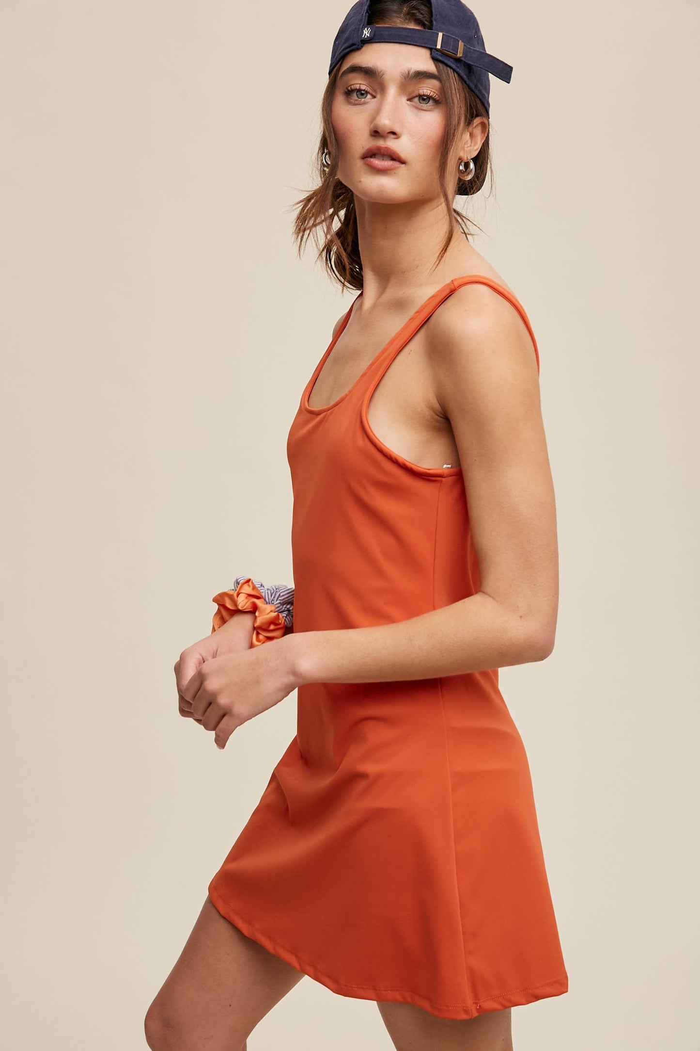 Listicle - Active Tank Mini Dress with Built-in Romper Lining