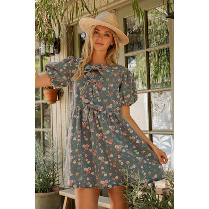 Sage + Fig - HONEY BLOOM PUFF SLEEVES DRESS (SD8426)