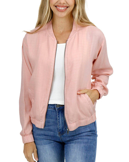 Grace and Lace - Tencel™ Lyocell Baseball Jacket in Blush