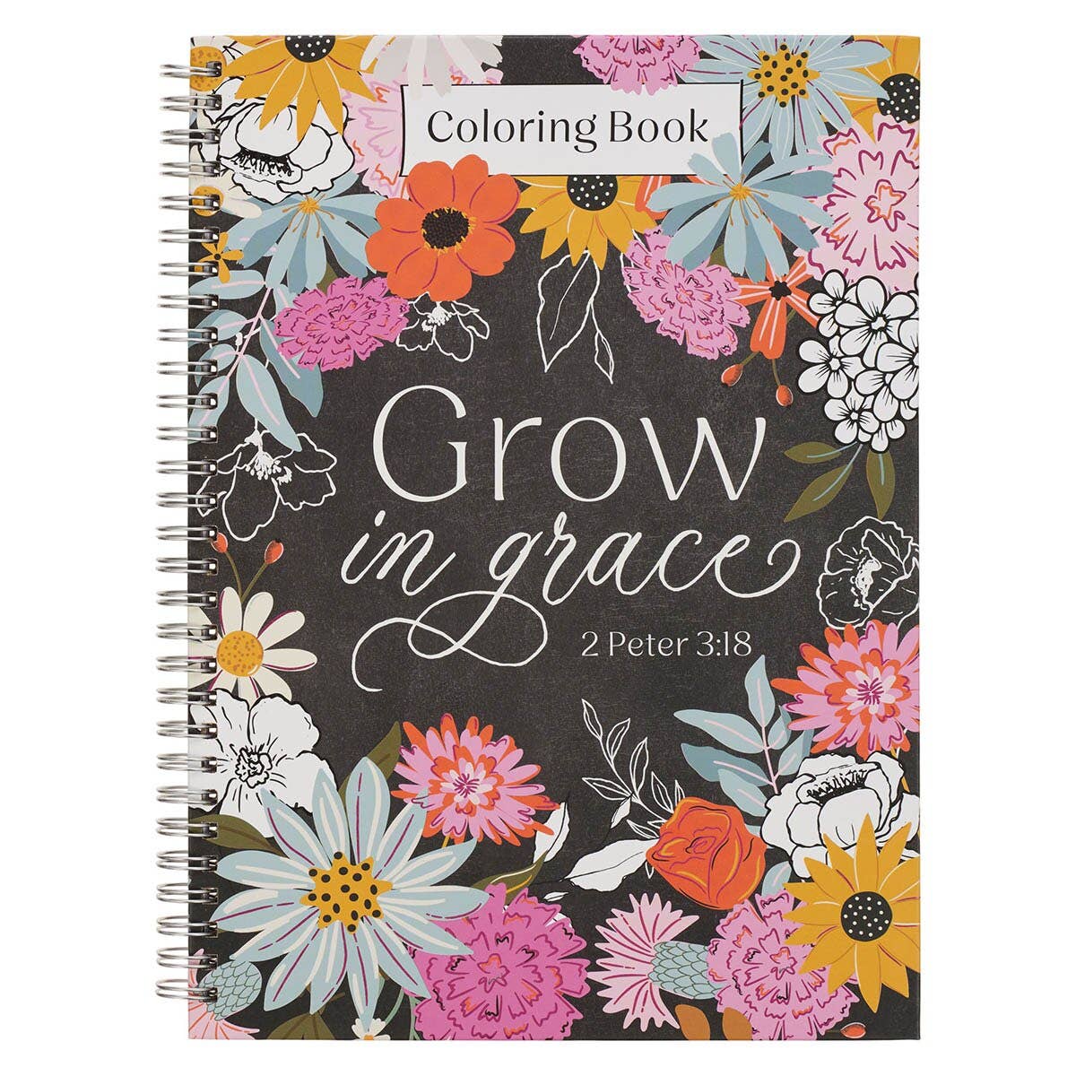 Christian Art Gifts - Coloring Book Spiral Grow in Grace 2 Peter 3:18