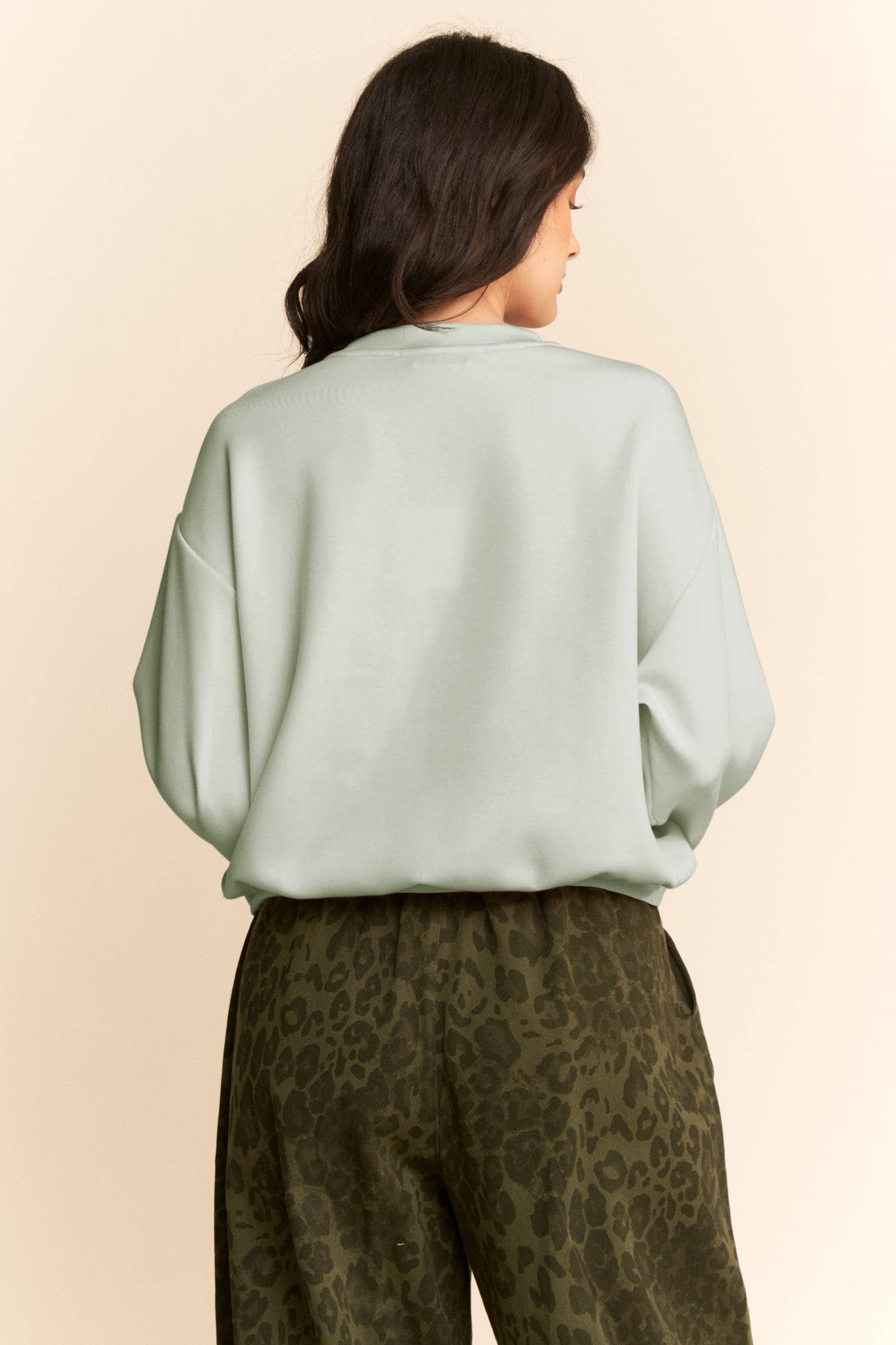 Davi & Dani - SHEER FLORAL FRONT EMBROIDERY ON SELF SWEATSHIRT