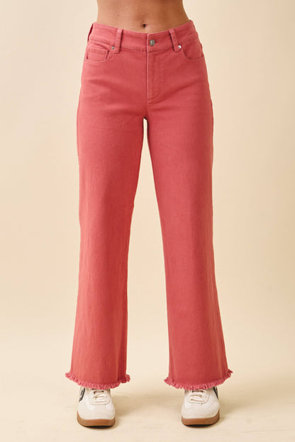 AEMI + CO - 7164GK Wide Leg Raw Hem Denim Pants