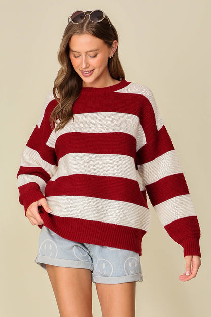 42POPS - 0926 Everyday striped game day sweater SI-26874