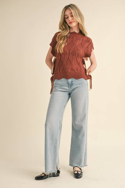 &MERCI - MOCK NECK CROPPED SWEATER VEST MSW2133