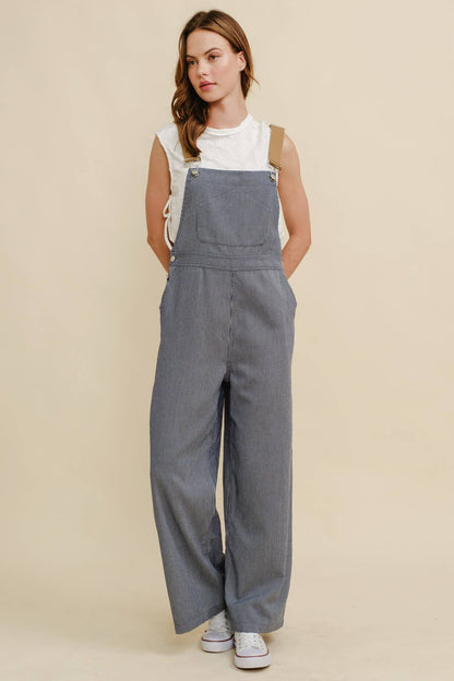 Cloud Ten - CR19032A - STRIPED CONTRAST STRAP COLOR OVERALL JUMPSUIT