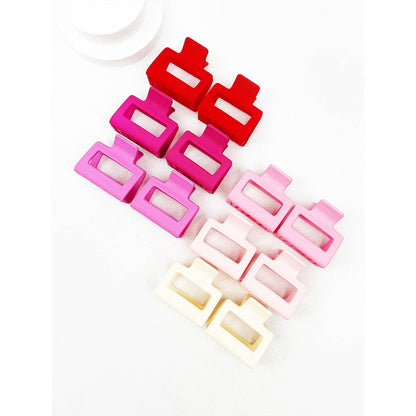Love and Repeat - Pink Tone Matte Color Rectangle Medium Hair Clip