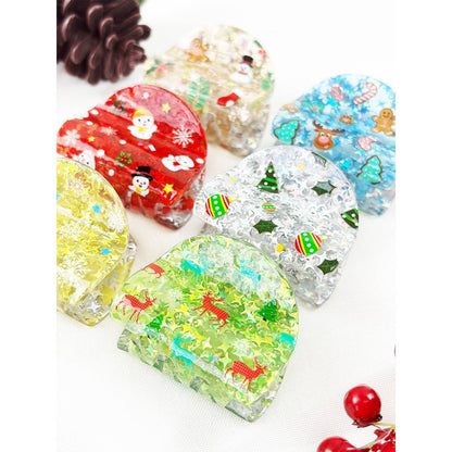 Love and Repeat - Christmas Prints on Glitter Mini Hair Claw Clip
