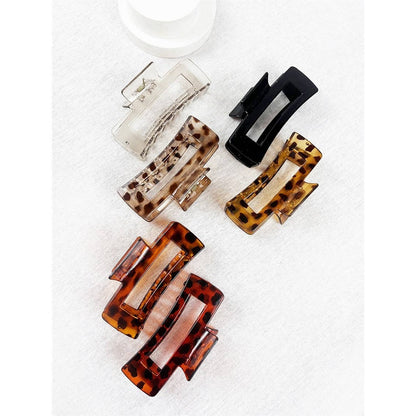 Love and Repeat - Leopard Mixed Pattern Rectangle Cut out Hair Claw