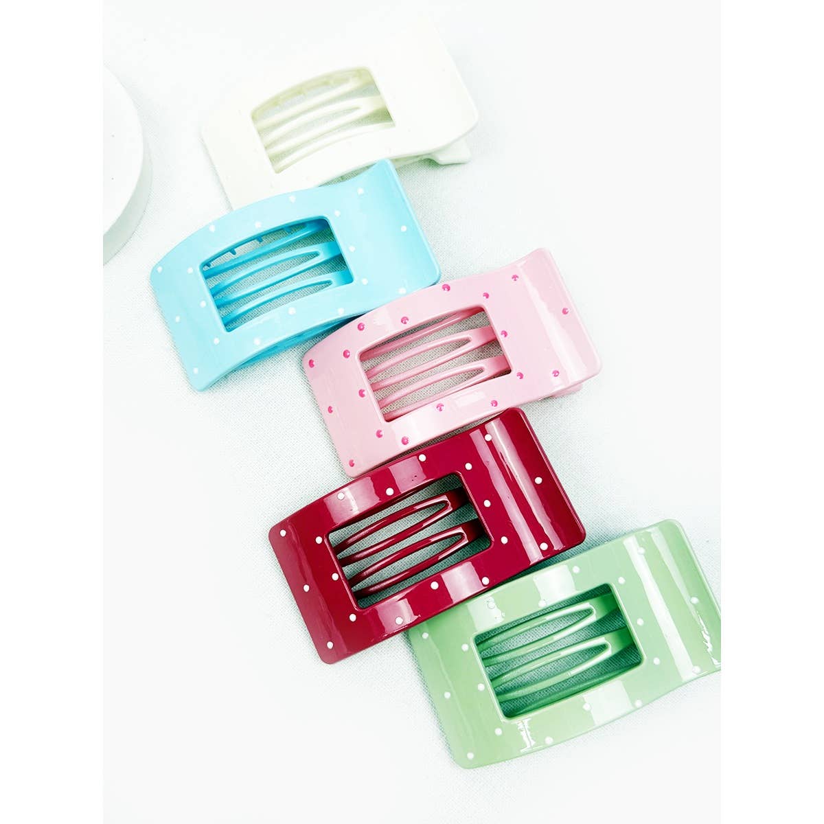 Rectangle Polkadot Design Flat Hair Claw
