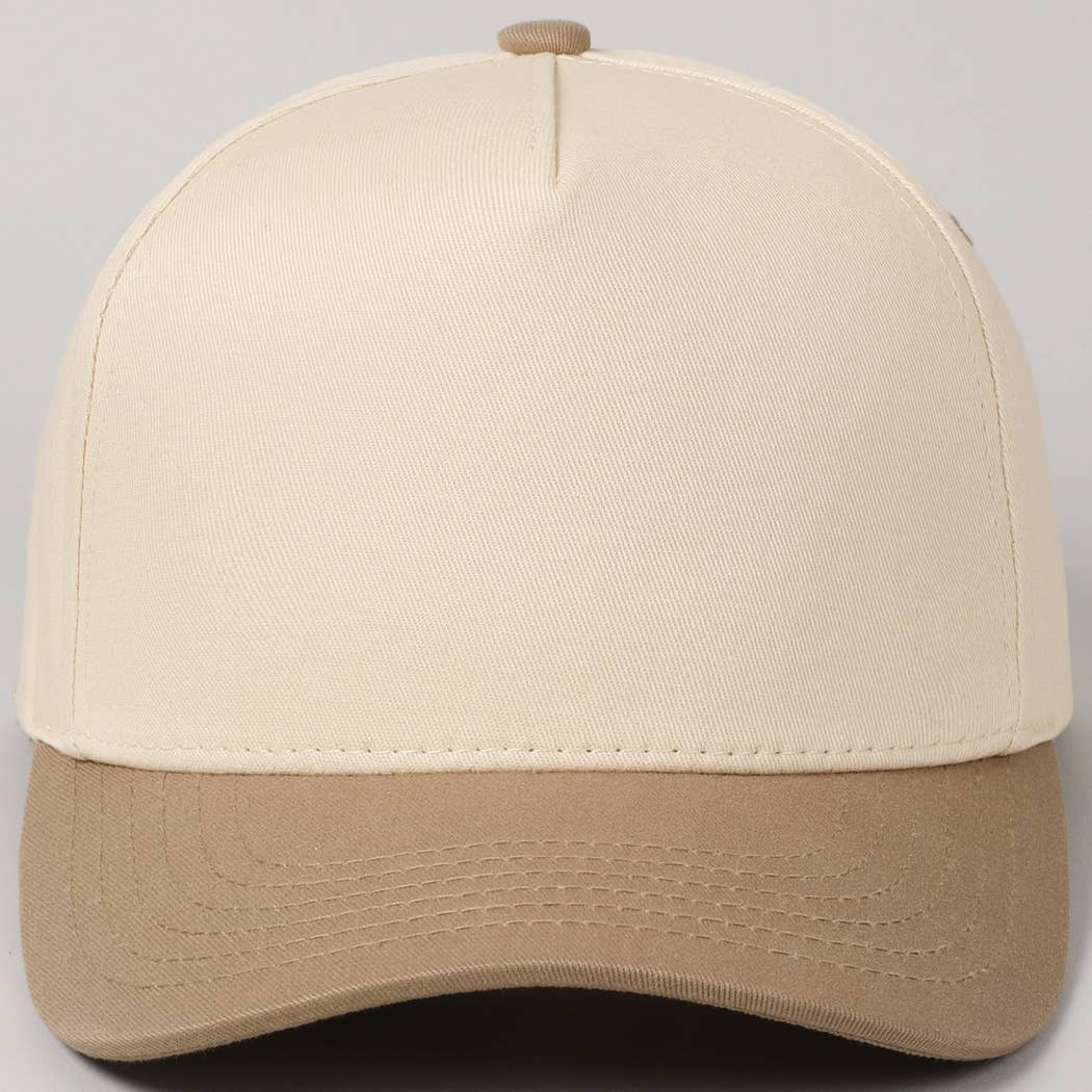Fashion City - Plain Two-Tone Canvas Cotton Trucker Hat