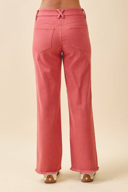 AEMI + CO - 7164GK Wide Leg Raw Hem Denim Pants