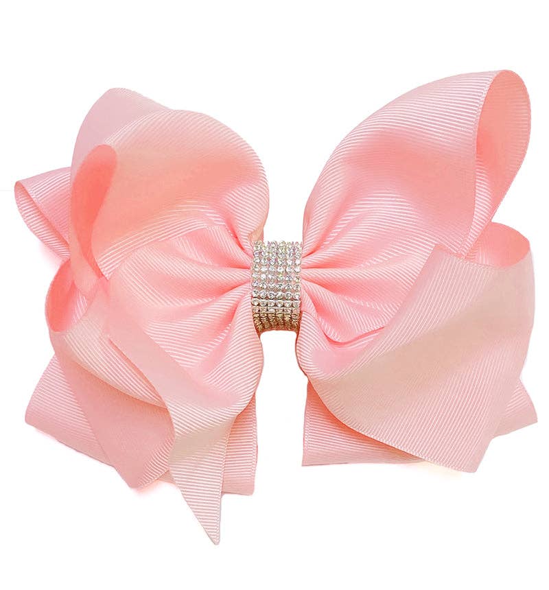 Kids Charm Online - PEARL PINK  RHINESTONE HAIR BOW. BW-123-S 5PCS/$10