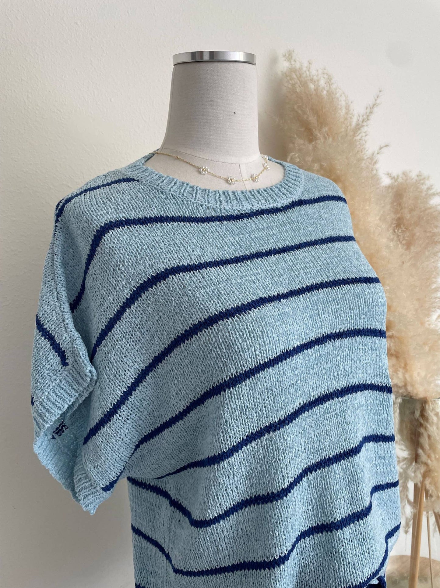 ACOA COLLECTION - STRIPE KNIT TOP AND SHORT SET