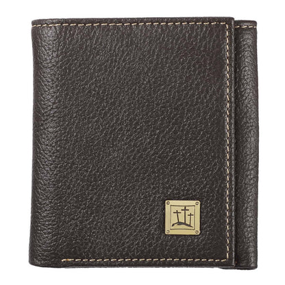 Wallet Leather Brown Crosses Badge