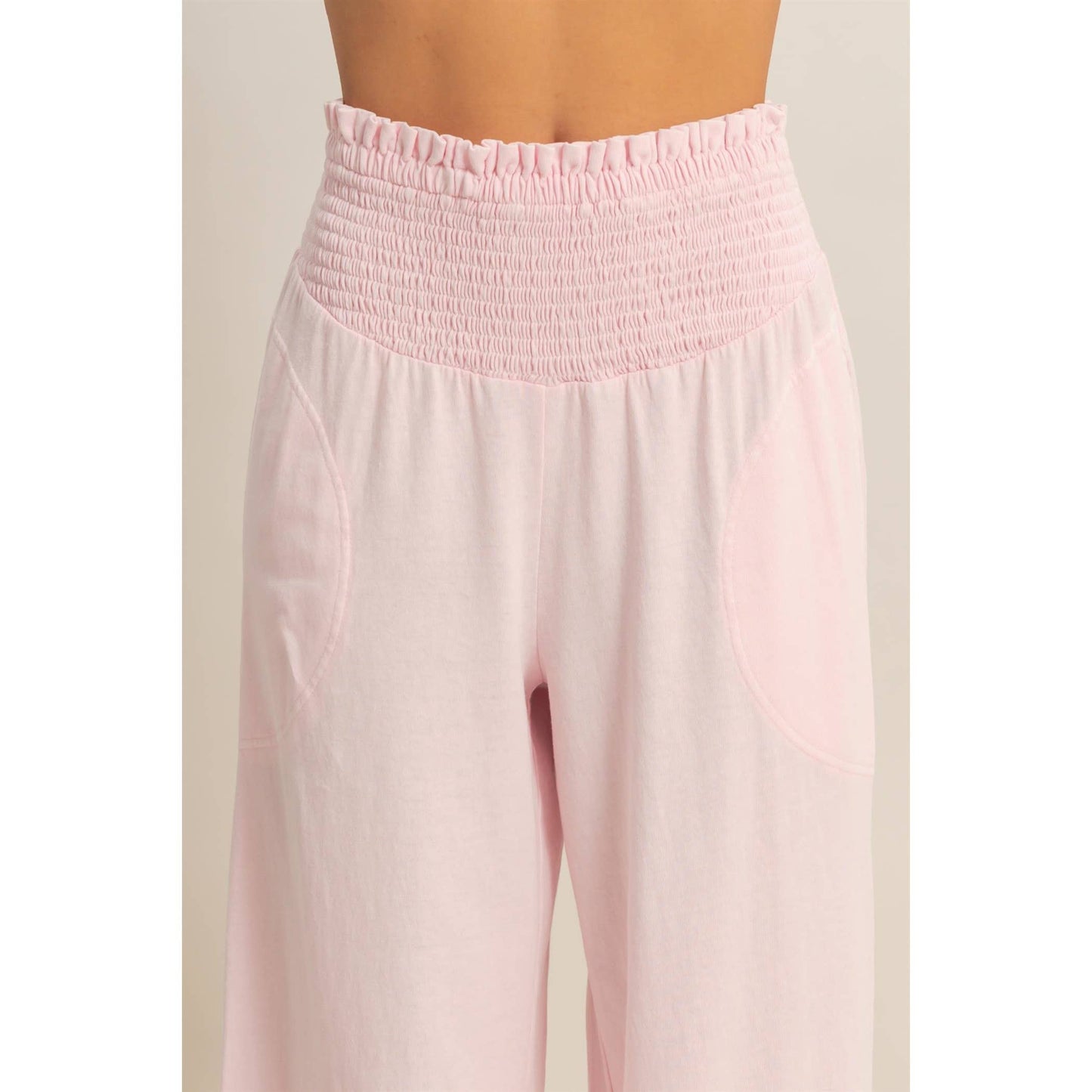 HYFVE - Mineral Washed Wide-Leg Smocked Waist Pants