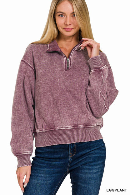 42POPS - `.0806 Washed Fleece Half Zip Pullover SI-24930
