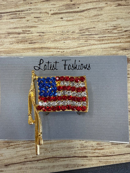 red white and blue brooch