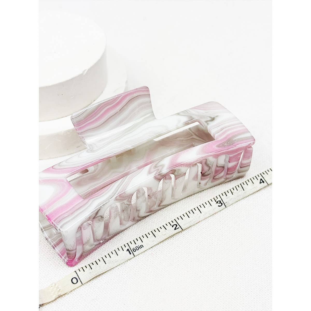 Love and Repeat - Marbled Pattern Cut Out Rectangle Hair Claw