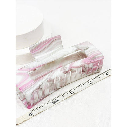 Love and Repeat - Marbled Pattern Cut Out Rectangle Hair Claw