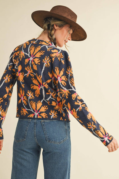 &MERCI - FLORAL MOCK NECK SWEATER MSW11101