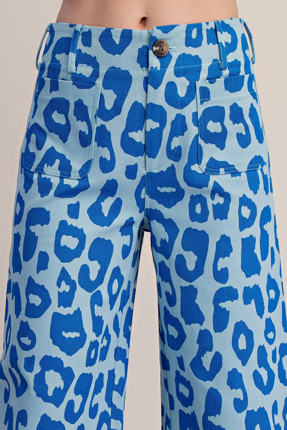 Glam - Colette Cropped Wide-Leg Neon Leopard Pants