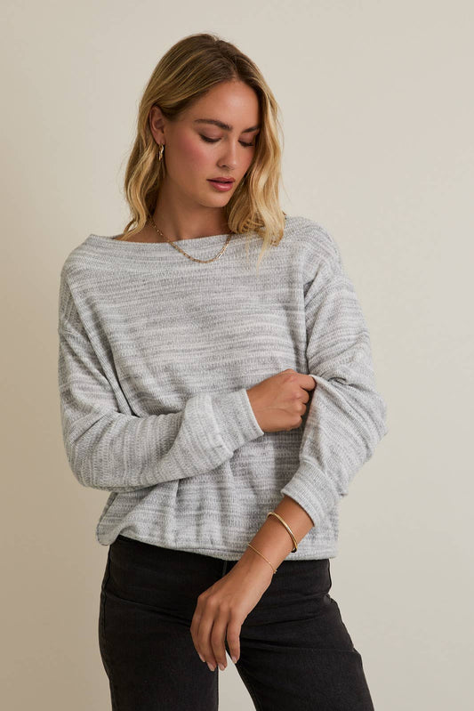 LONG SLEEVE UNBALANCED OFF SHOULDER TOP