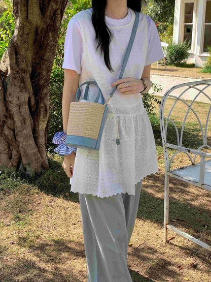 Pretty Persuasions - P25035 Straw Bucket/Crossbody Bag