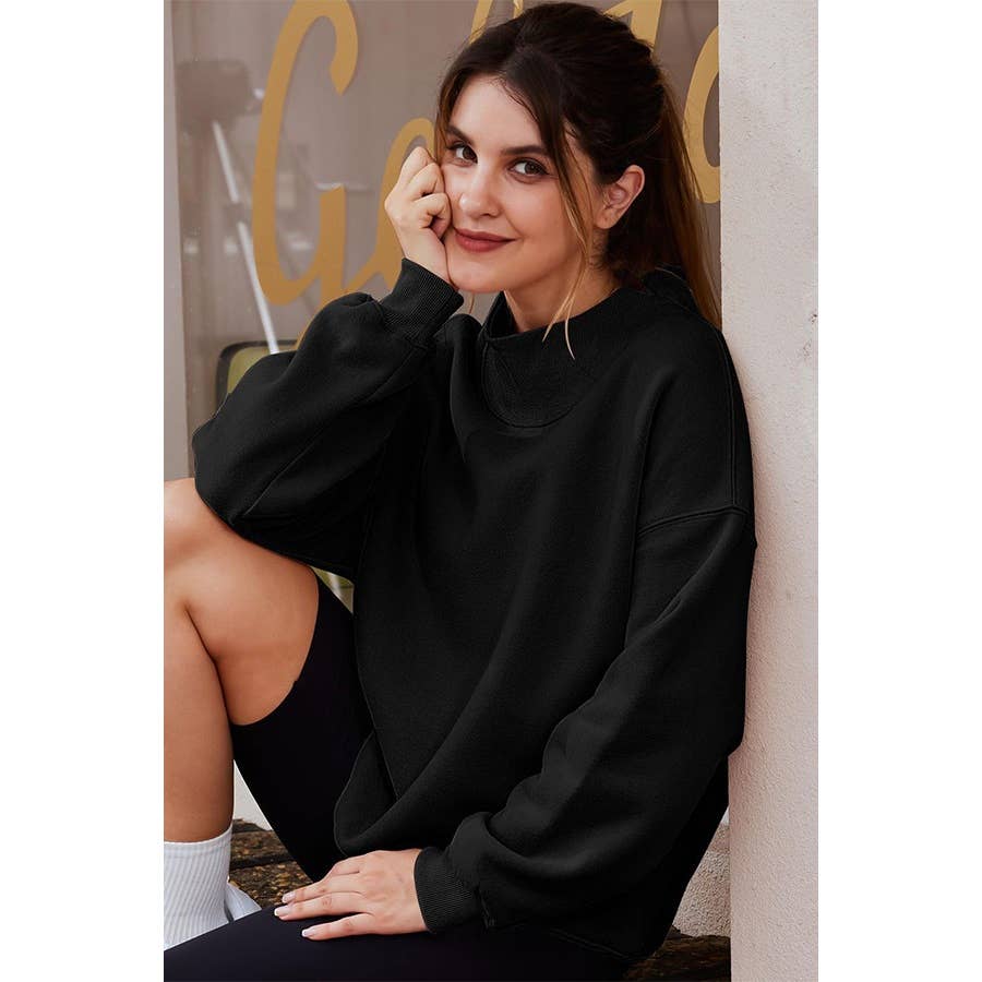 Paperdoll - Pullover Mock Neck Fleece Sweatshirt