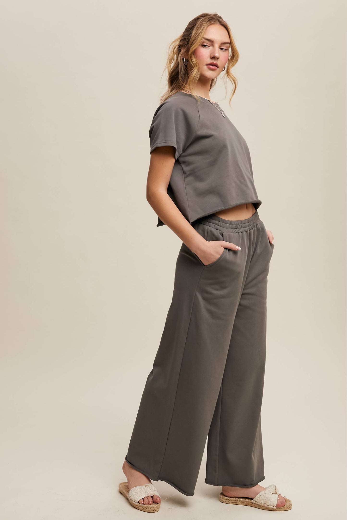 Listicle - Relaxed Fit Top and Wide Leg Pants Lounge Set