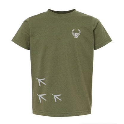 Army Green Buck Shot Apparel Kids Turkey Trails T-shirt, {{Size}{{Sku}}