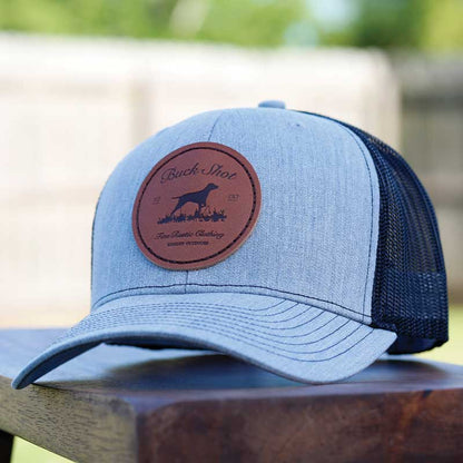Heather Grey/Black Buck Shot Apparel Bird Dog Leather Patch Hat, {{Size}{{Sku}}