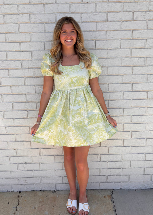 Lime square neck dress