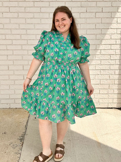 Ruffled Floral Babydoll Dress Plus size