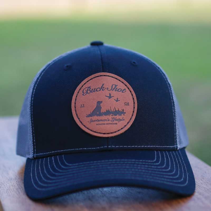 Black/Charcoal Buck Shot Apparel Duck Dog Leather Patch Hat, {{Size}{{Sku}}