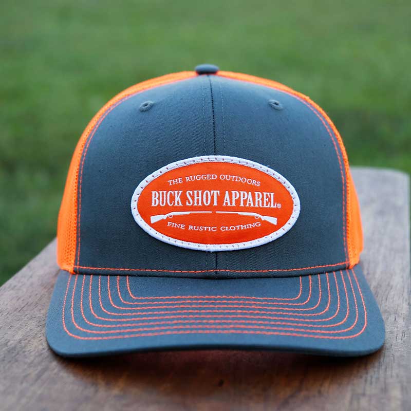 Charcoal/Blaze Orange Buck Shot Apparel Duel Wielding Patch Hat, {{Size}{{Sku}}